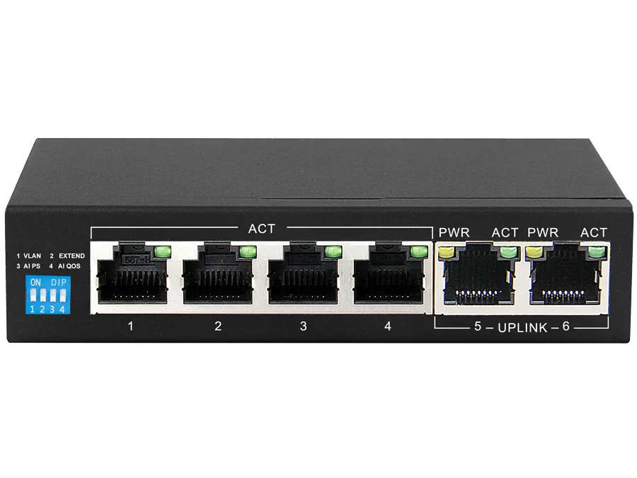 Scoop SPS-4G2G Scoop 6 Port Gigabit 4 PoE 60W Switch