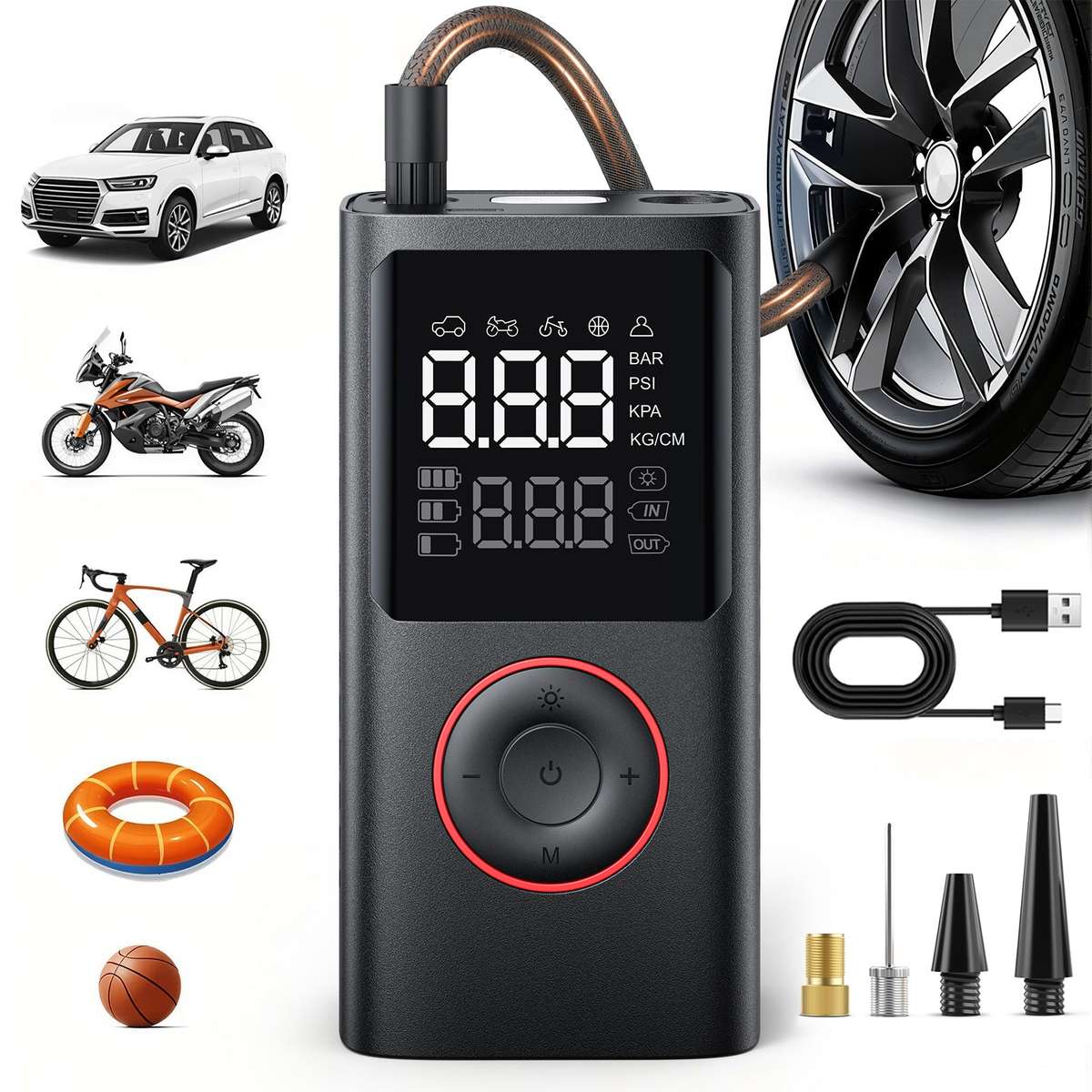 Multifunctional Smart Wireless Digital Display Portable Car Tire Pump