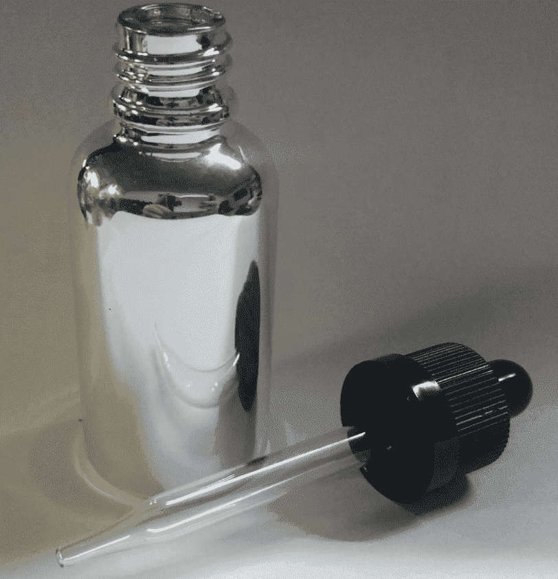 4 Pack | 30ML Silver Glass Bottle | Childproof Cap and Straight Pipette - 16.8000 0.10kg