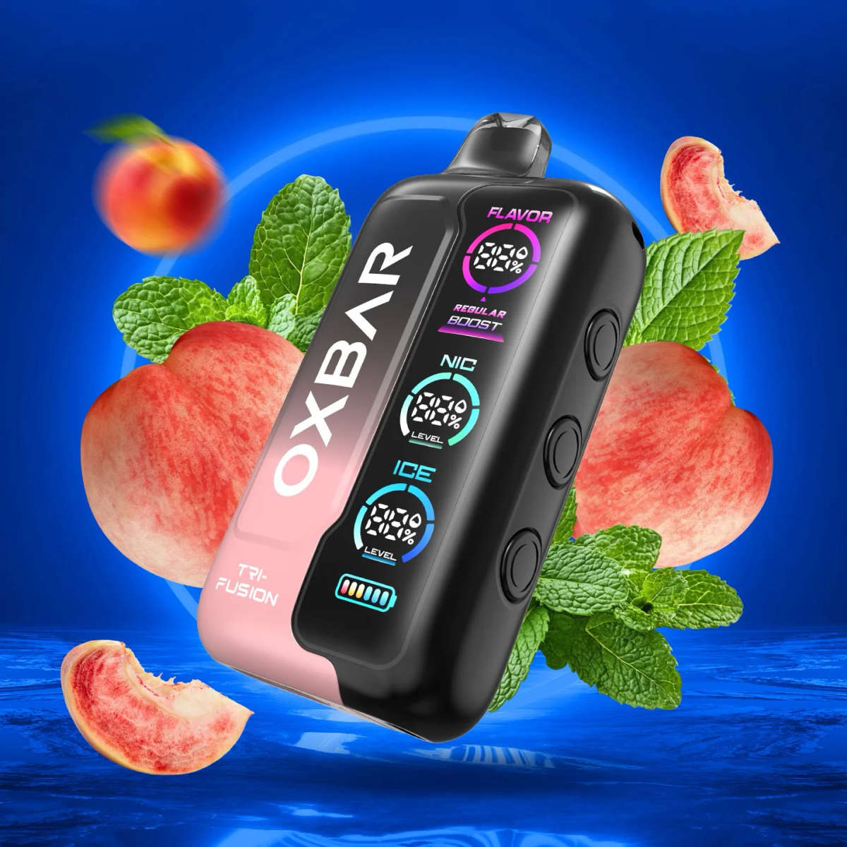 Oxbar Disposable Vape | TriFusion | 50k | 1000mah | Rechargeable Battery | White Peach
