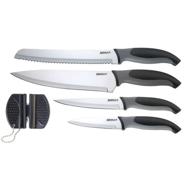 Shogun 5pc kitchen knife and sharpener set | Kitchen Knives with Knife Sharpener