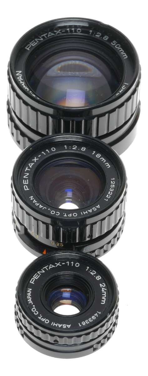 Pentax Auto 110 Sub miniature film camera set 3 lenses flash case