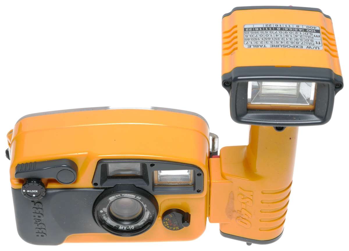 Sea and Sea MX-10 underwater film camera with YS-40 flash in case