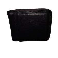 Men's Premium Quality Genuine Leather Zip Around Bifold Wallet - Black