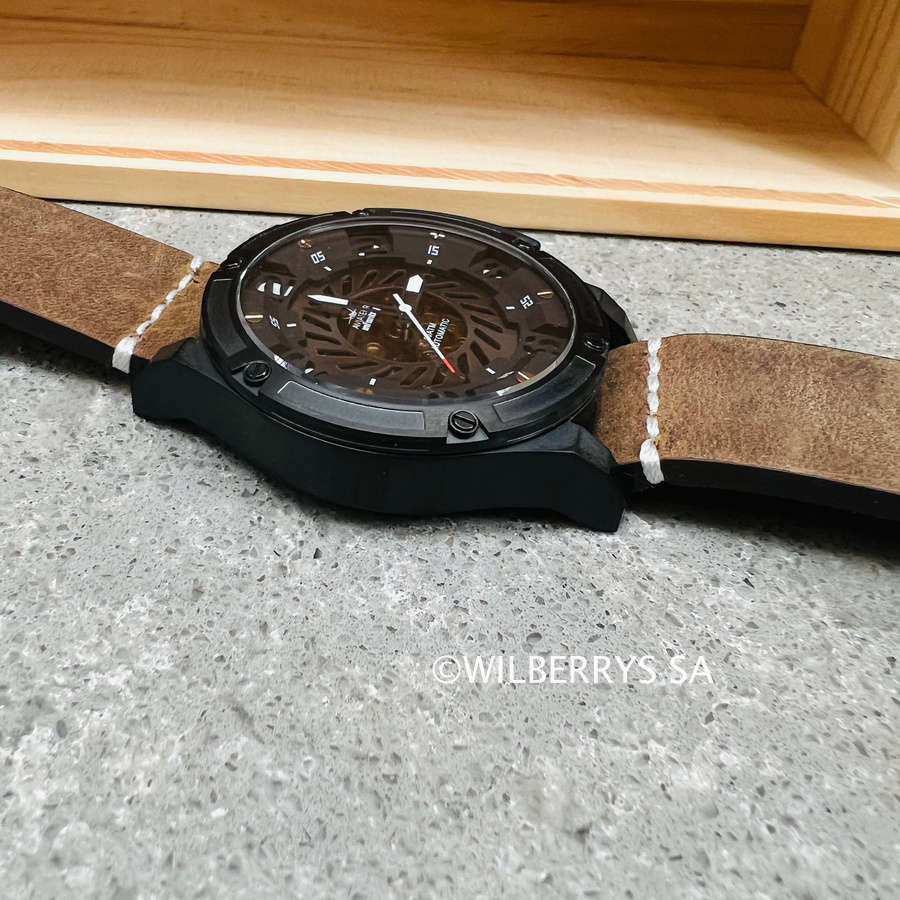 must see!!* R9k REVOLUTION® Men`s AUTOMATIC JET ENGINE TURBINE 48mm ROSE GOLD plated Watch NEW