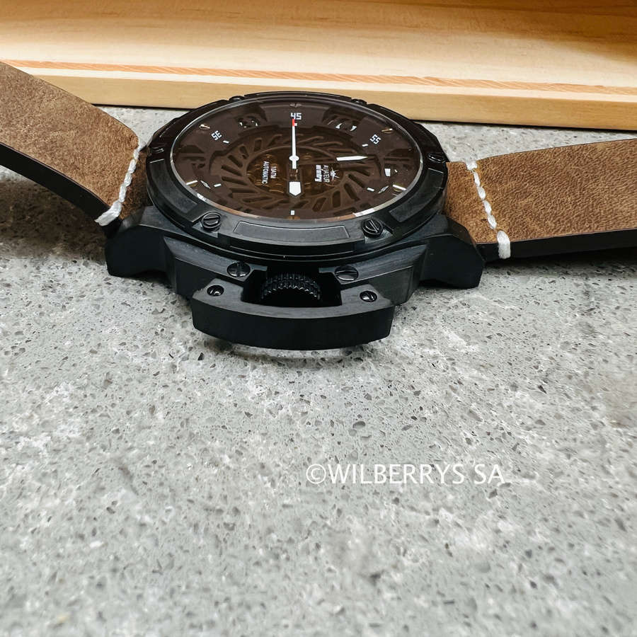 must see!!* R9k REVOLUTION® Men`s AUTOMATIC JET ENGINE TURBINE 48mm ROSE GOLD plated Watch NEW