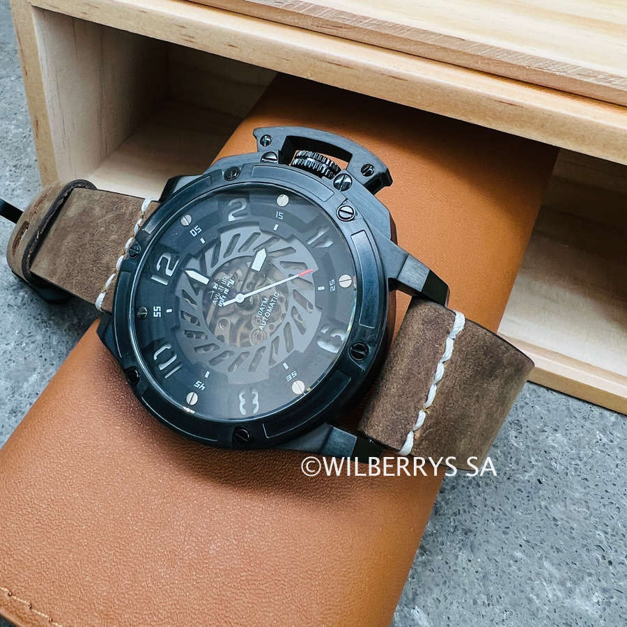 must see!!* R9k REVOLUTION® Men`s AUTOMATIC JET ENGINE TURBINE 48mm ROSE GOLD plated Watch NEW