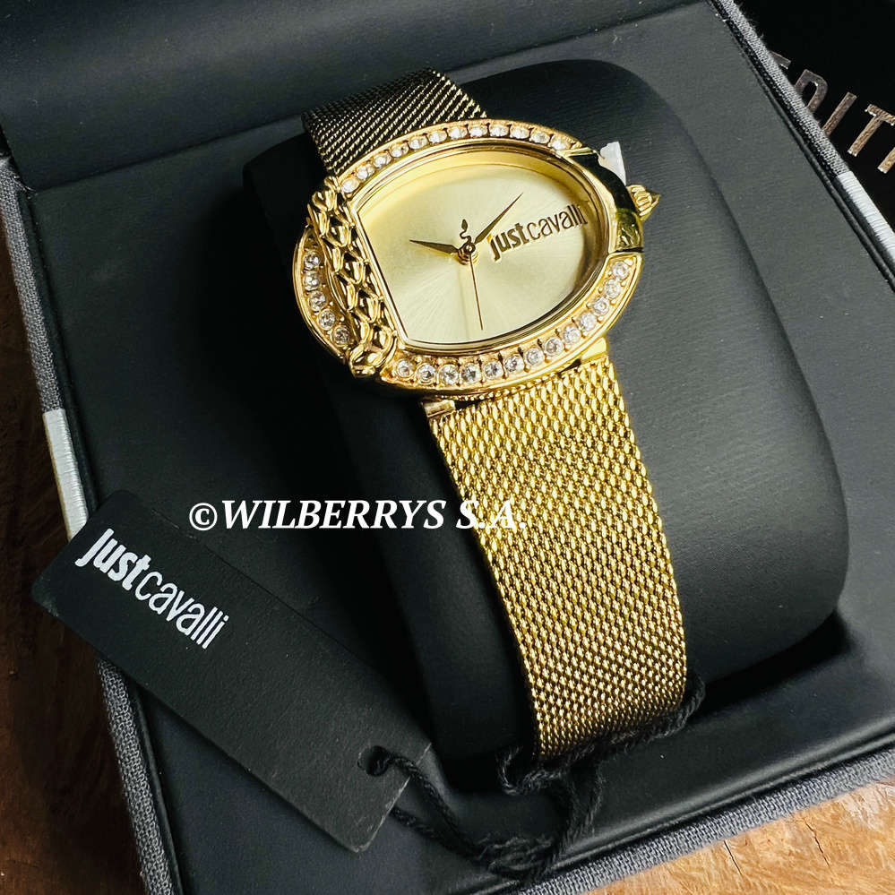 omg!!*** R7,000.00 ROBERO CAVALLI Women`s Jungle Fever Steel Milanese Zirconia Gold Watch GENUINE
