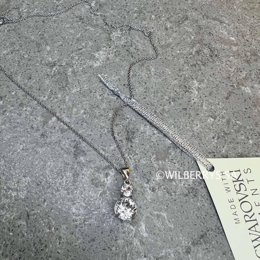 Retail: R2950.00 BRITISH JEWELLERS Duo Sterling Silver Pendant Made with Swarovski Elements® + Chain