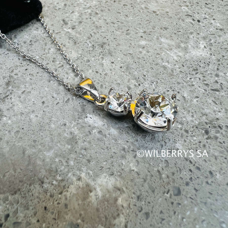 Retail: R2950.00 BRITISH JEWELLERS Duo Sterling Silver Pendant Made with Swarovski Elements® + Chain