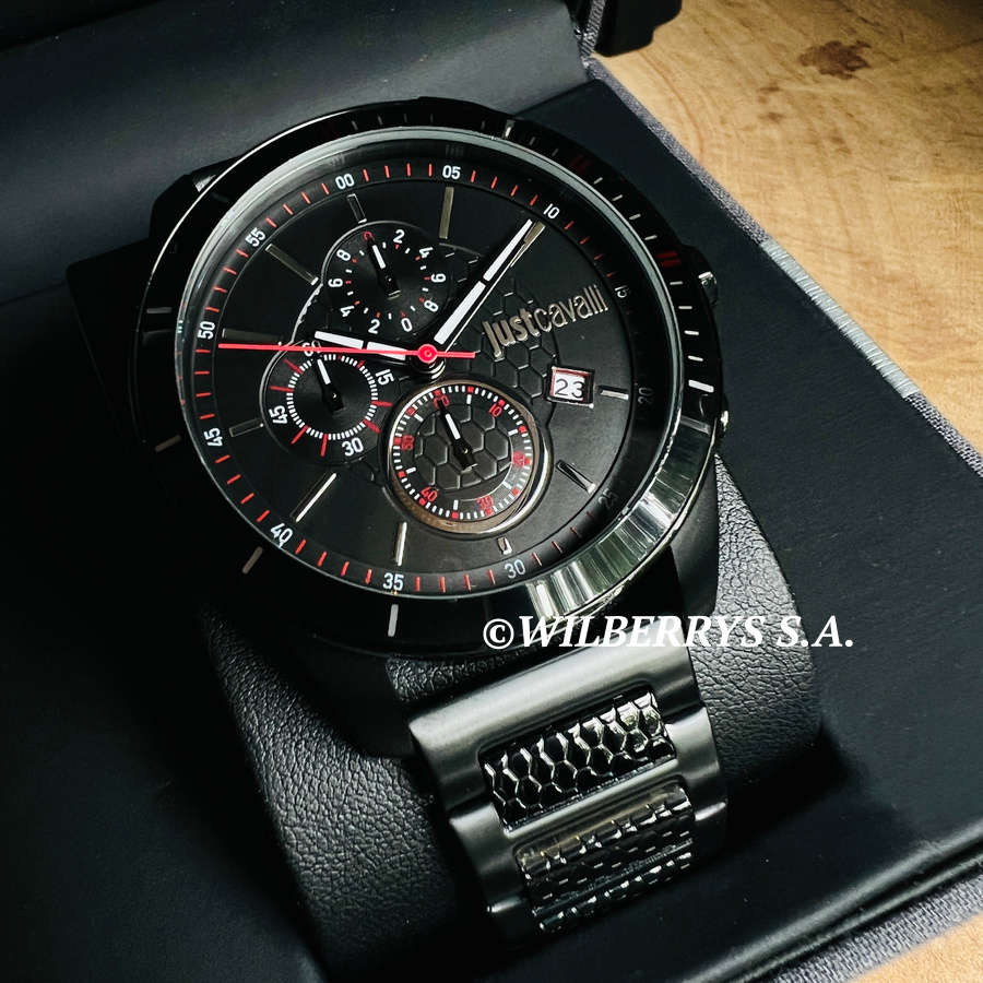 omg!!*** R7,000.00 ROBERO CAVALLI Men`s Dark Black Ionized Chronograph Watch