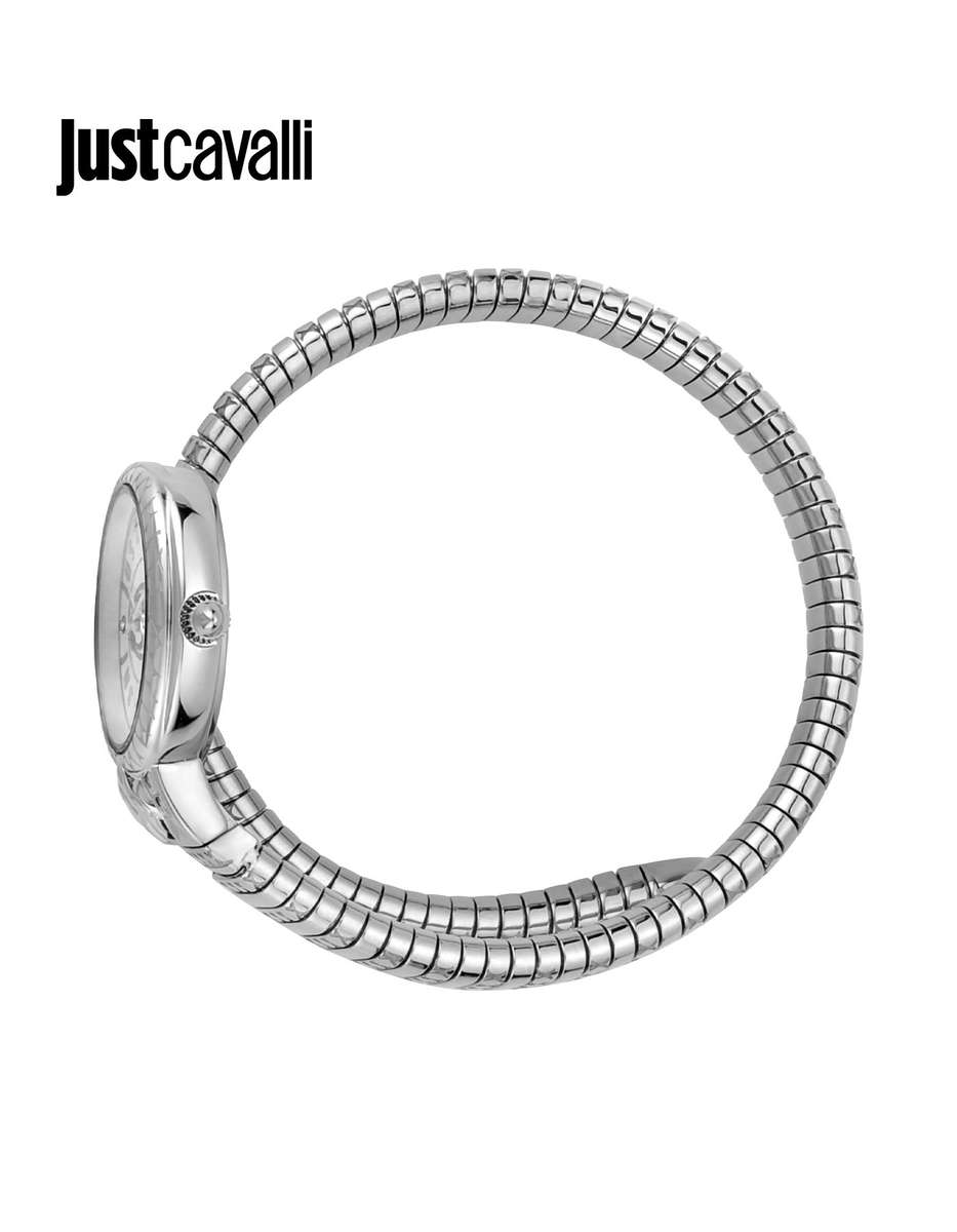 wow! rrp R8,900.00 ROBERO CAVALLI Womens JUST CAVALLI Bangle Viper Twist Silver  Watch NEW