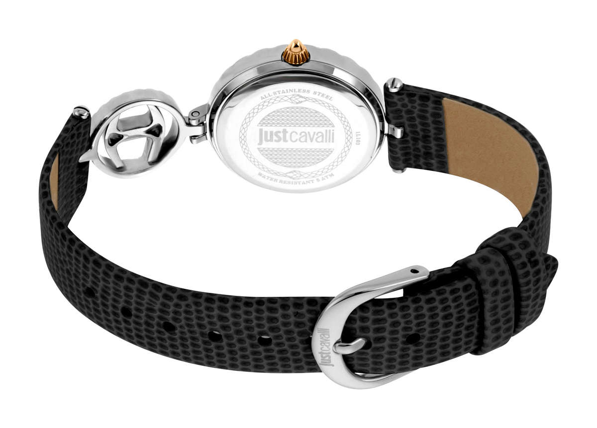 must see!!*** R7,000.00 ROBERO CAVALLI Women`s Changi Glitter Rose Gold Leather Black Watch GENUINE