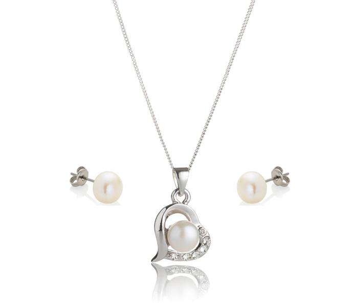 R30 courier! R1650.00 LONDON JEWELLERS Swarovski Elements Pearl Love Pendant and Pearl Stud Earrings