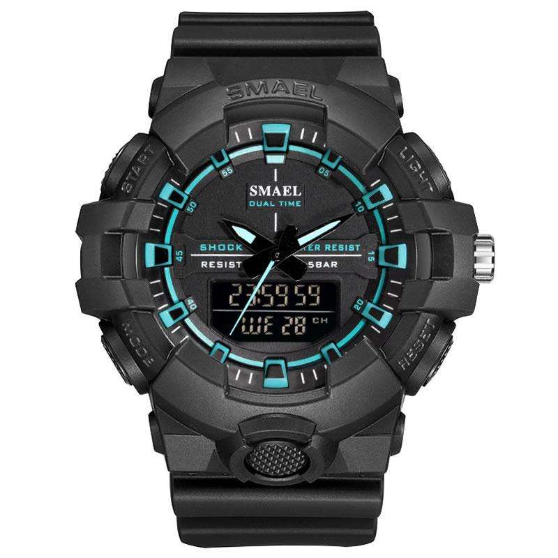 SMAEL Men`s Shock Proof BULLSEYE Black / Blue Watch 5ATM WATER RESISTANT **BRAND NEW**