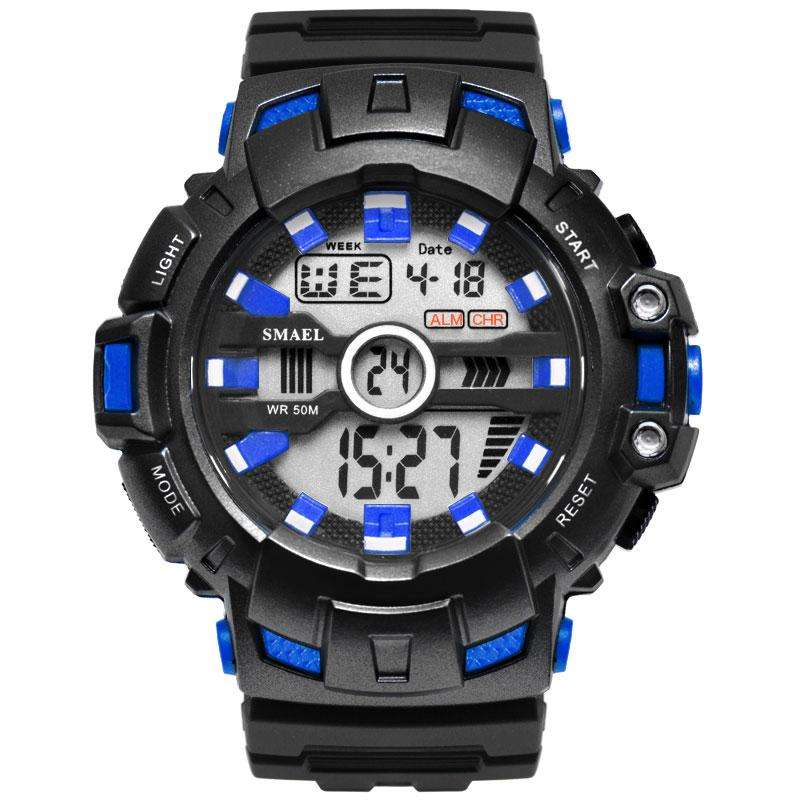 SMAEL Men`s Shock Proof BULLSEYE Black / Blue Watch 5ATM WATER RESISTANT **BRAND NEW**