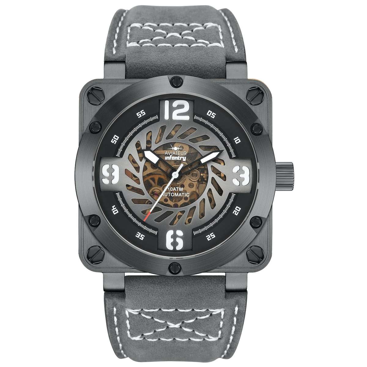 LOOK!! rrp 12,000.00 INFANTRY REVOLUTION® Mens AUTOMATIC JET ENGINE TURBINE 48mm SQUARE WATCH