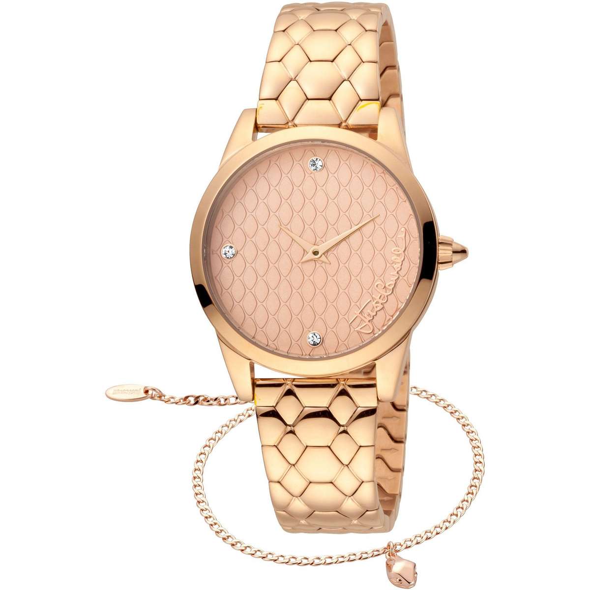 R30 shipping omg!!*** R7,000.00 ROBERO CAVALLI Women`s Link Bracelet Steel Rose Gold Watch GENUINE