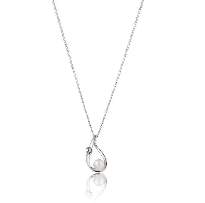 rrp R2650 LONDON JEWELLERS Freshwater Pearl Pendant + Chain + Pearl Stud w/ Crystals from Swarovski®
