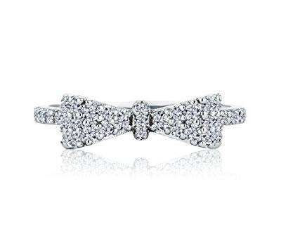 rrp: R1950** LONDON JEWELLERS Bow Ring White Gold pl M-7, Embellished with Crystals from Swarovski®