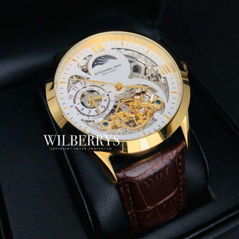 wow retails@ R8,999.00 STUHRLING ORIGINAL® Men`s Emperors AUTOMATIC Reserve Leather Watch NEW
