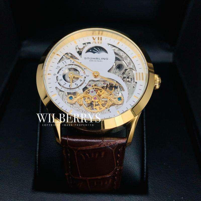 wow retails@ R8,999.00 STUHRLING ORIGINAL® Men`s Emperors AUTOMATIC Reserve Leather Watch NEW