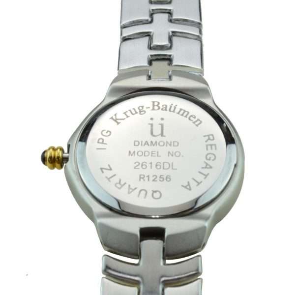 MUST SEE!! Krug Baumen Women`s Regatta 4X Genuine Diamond Black Dial Two Tone Watch BRAND NEW
