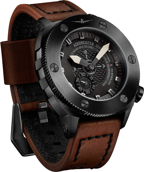 Aeromeister 1880 Amsterdam Mens Rotorcraft Evolution Steel Leather Watch