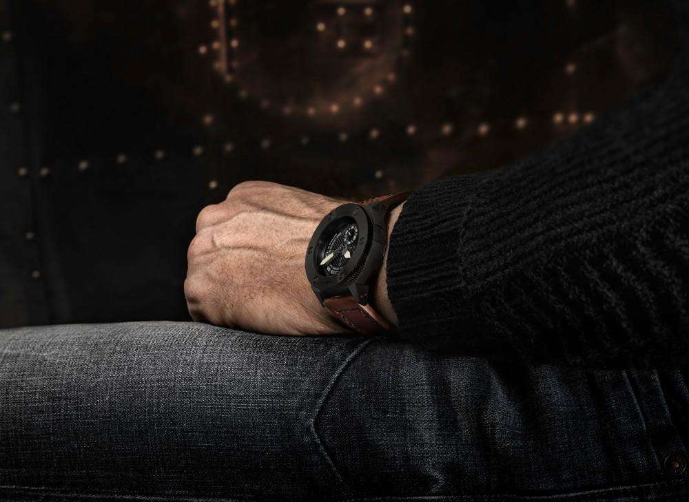 Aeromeister 1880 Amsterdam Mens Rotorcraft Evolution Steel Leather Watch