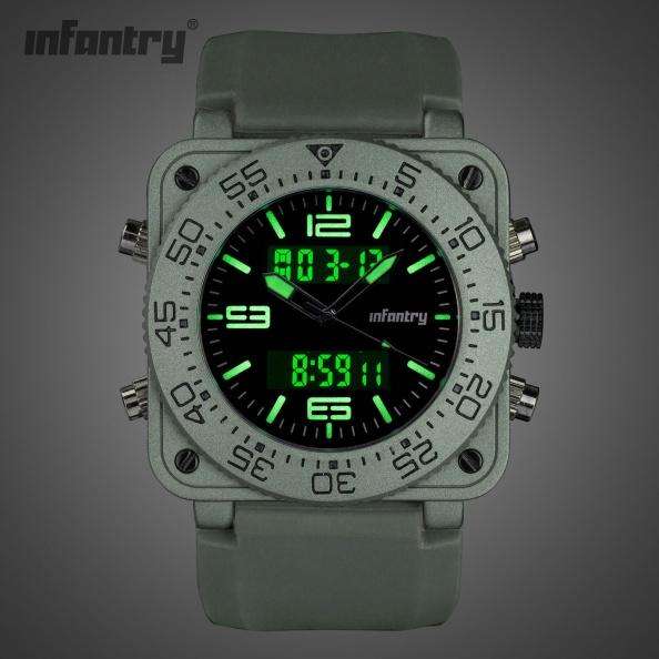 Retail: R3,999.00 INFANTRY MILITARY CO. Men`s Tank Camo 47mm BIG Dual Movement Watch NEW