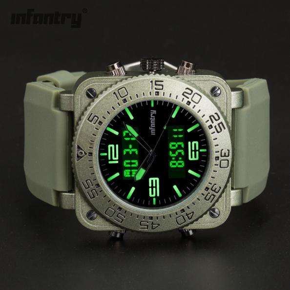 Retail: R3,999.00 INFANTRY MILITARY CO. Men`s Tank Camo 47mm BIG Dual Movement Watch NEW