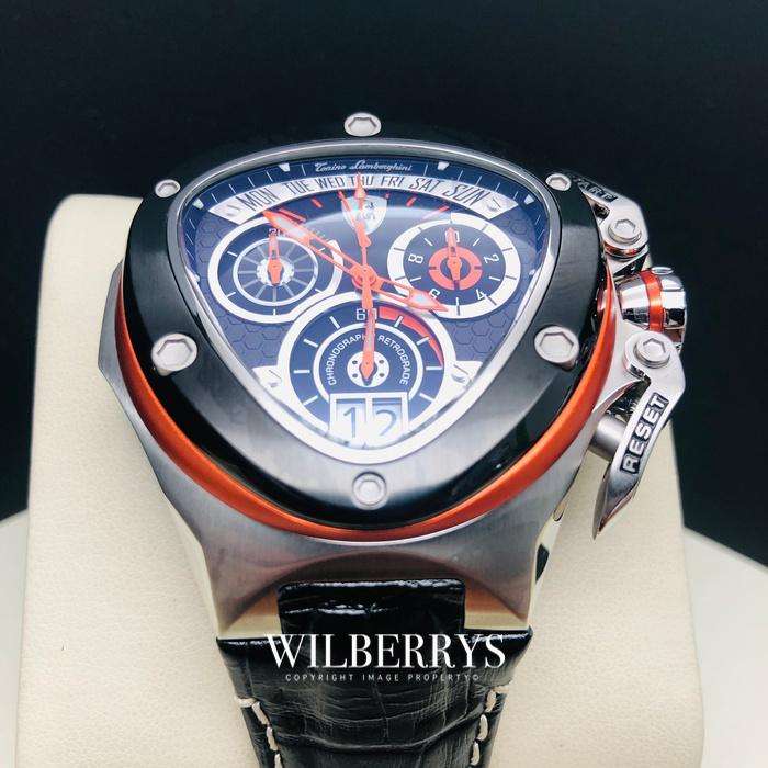 **pure beast worth R37k Tonino Lamborghini Men`s ORANGE LEATHER Chronograph Watch NEW 100% GENUINE
