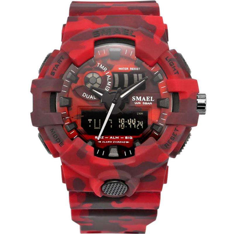 SMAEL Men`s Shock Proof CAMO RED Watch 5ATM WATER RESISTANT **BRAND NEW**