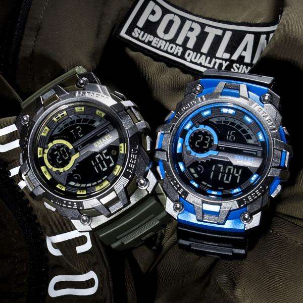 SMAEL Shock Proof Sports Chrono BLUE/SILVER 5ATM WATER RESISTANT **BRAND NEW**