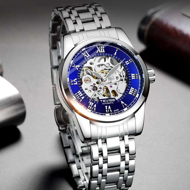 Retail: R1,999.00 TEVISE ® Men`s Skeleton Classic Steel Silver / White Watch BRAND NEW