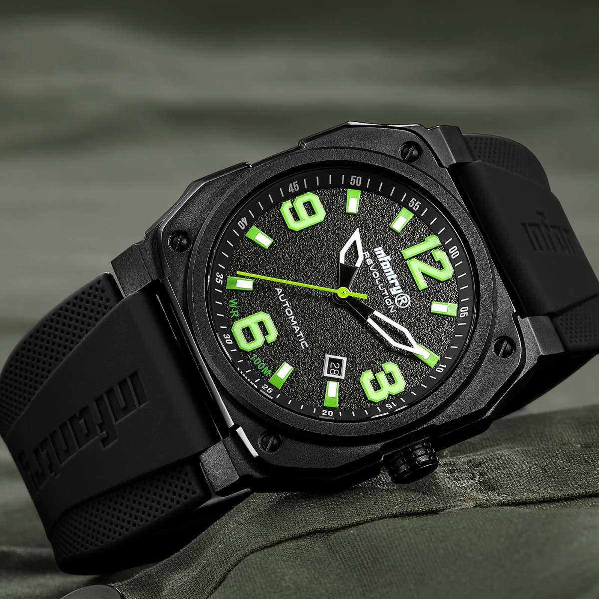 INFANTRY MENS REVO AUTOMATIC GHOST LAMBO GREEN INR-X1-AT Watch