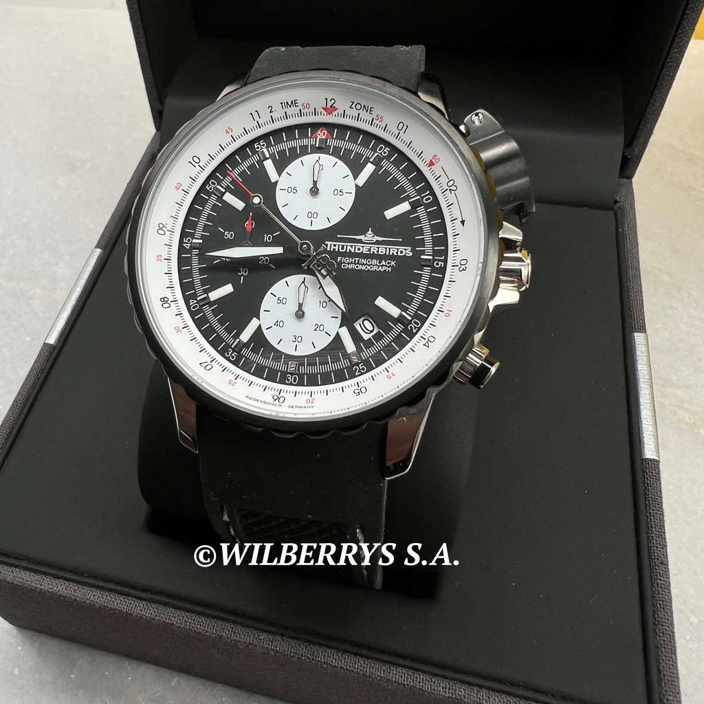 must see!! THUNDERBIRDS AIRCRAFT WATCH Men`s Fighting Pilot Steel Professional Black Silicone Watch