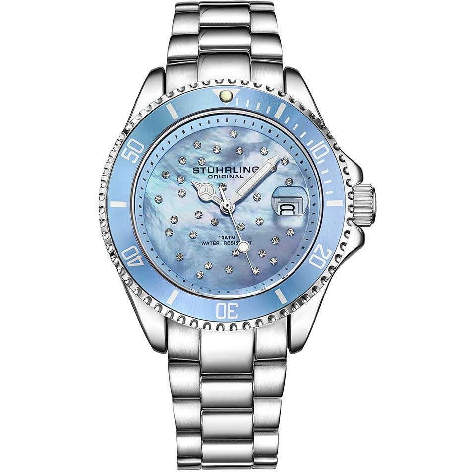 Retail: R6,999.00 STUHRLING ORIGINAL® Women`s NOIR STARSCOPE BABY BLUE  Watch BRAND NEW