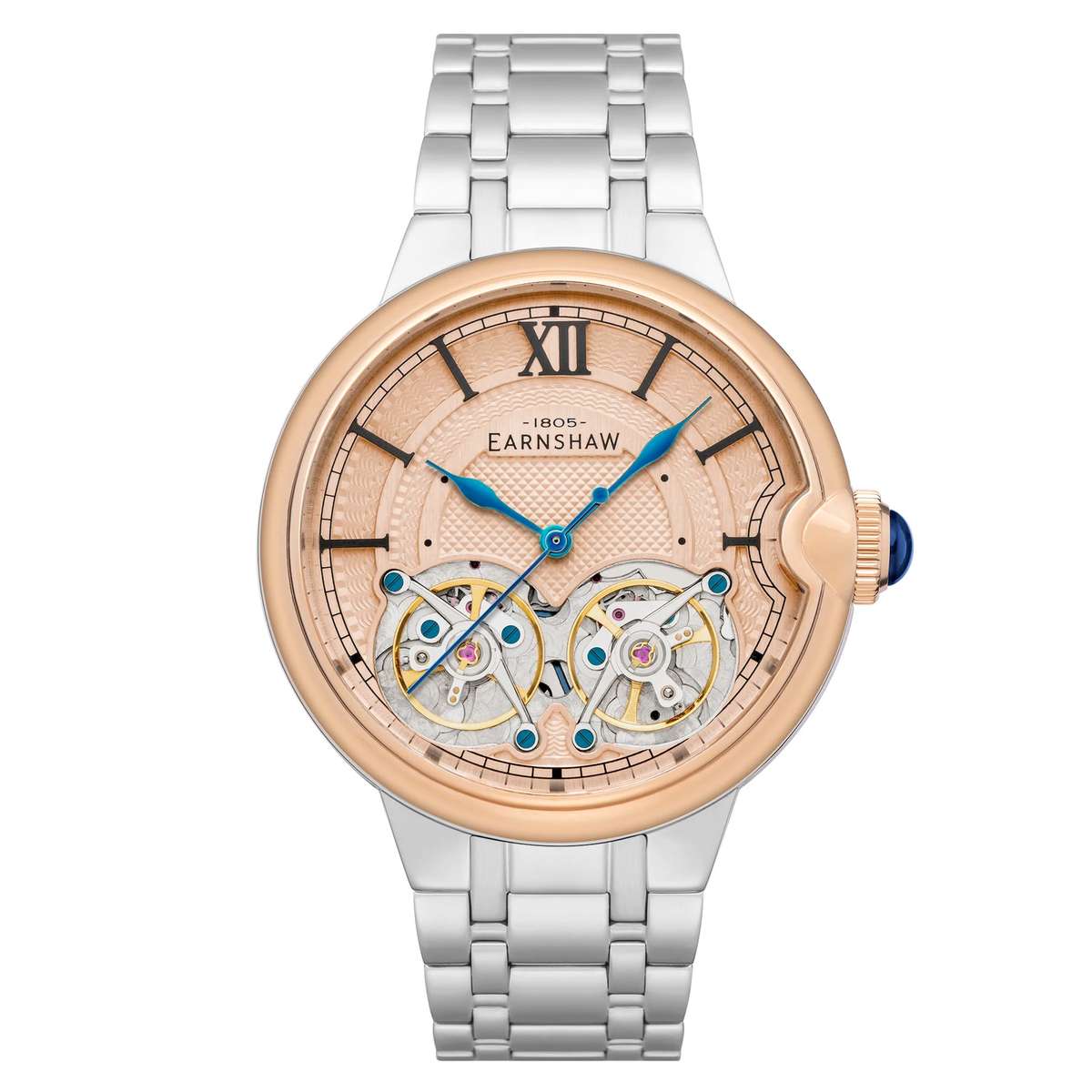 ***must see*** rrp: R11,500.00 THOMAS EARNSHAW AUTOMATIC DOUBLE BARREL OPEN HEART Deep Salmon Watch