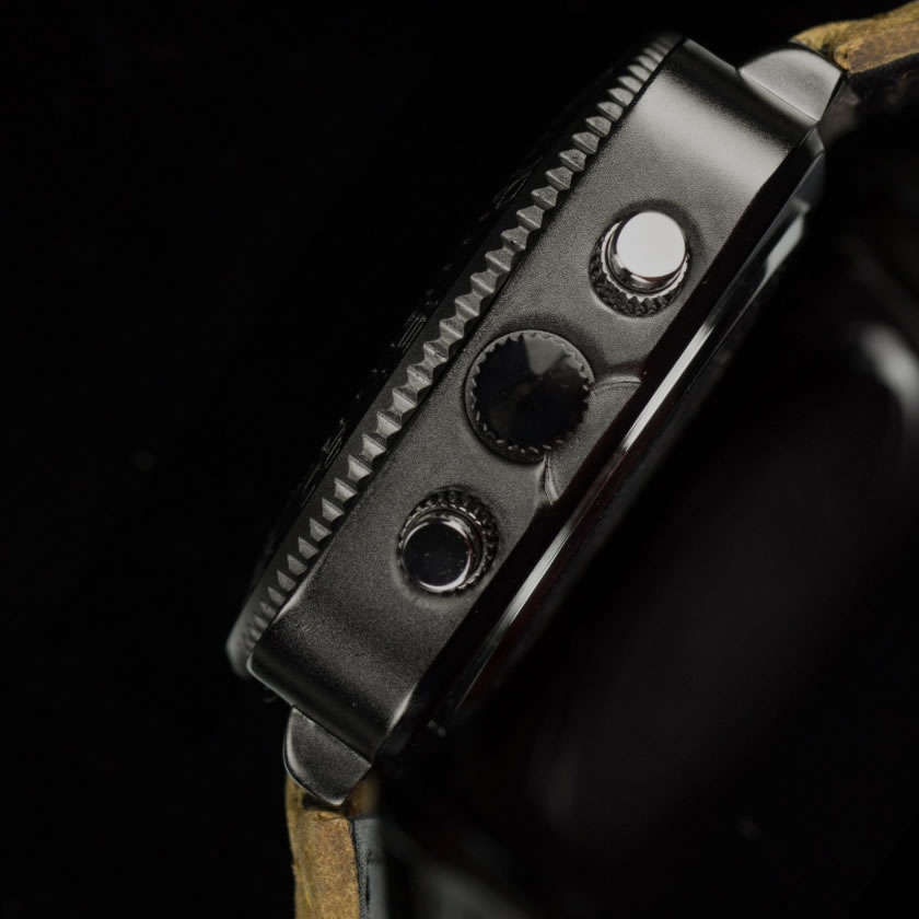 INFANTRY MILITARY CO. Men`s Tank ACU 47mm BIG Dual Time Watch BLACK / BROWN NEW