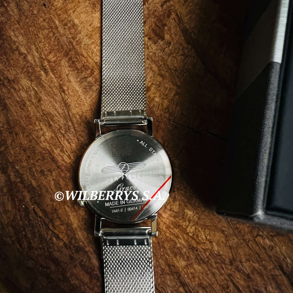 wow rrp R8,000.00 ZEPPELIN Germany Women`s Grace SWAROVSKI Tufted Milanese Anthracite Date Watch