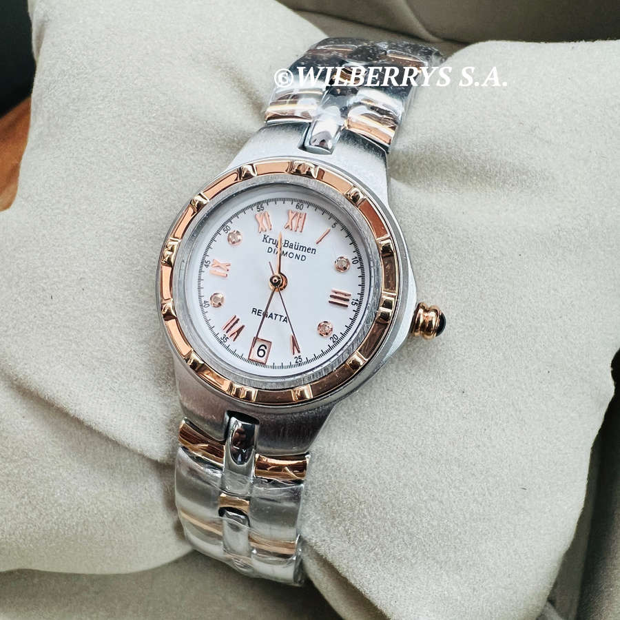 NEW RRP R8600.00 Krug Baumen LADIES ROSE GOLD Regatta 4X Genuine Diamond White Dial Watch NEW