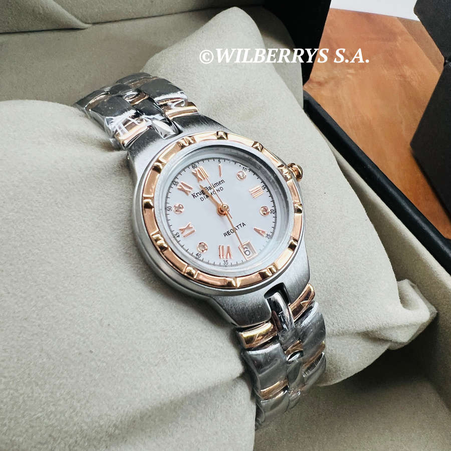 NEW RRP R8600.00 Krug Baumen LADIES ROSE GOLD Regatta 4X Genuine Diamond White Dial Watch NEW