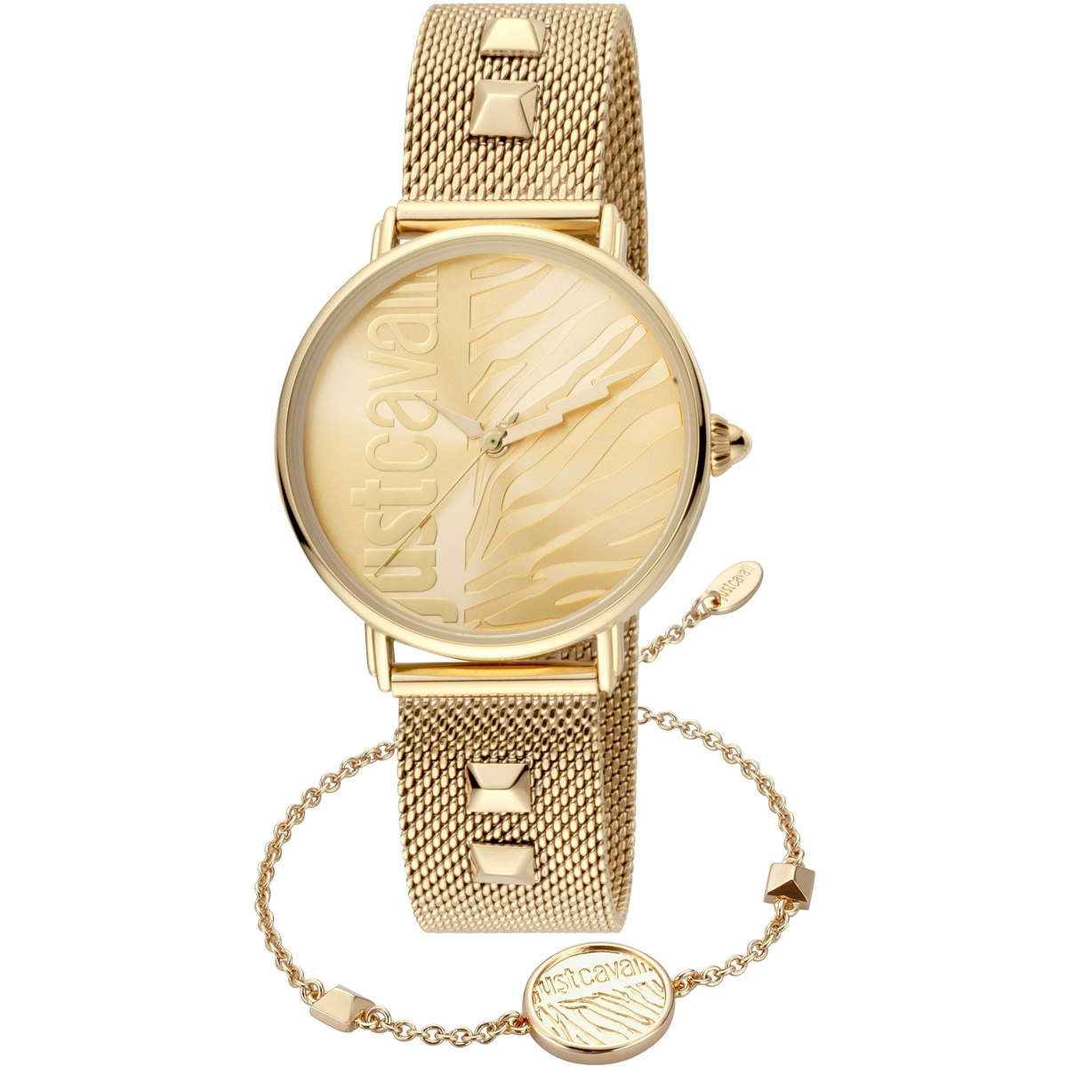 omg!!*** R7,000.00 ROBERO CAVALLI Women`s Animalistic Milanese Gold Studded Watch GENUINE