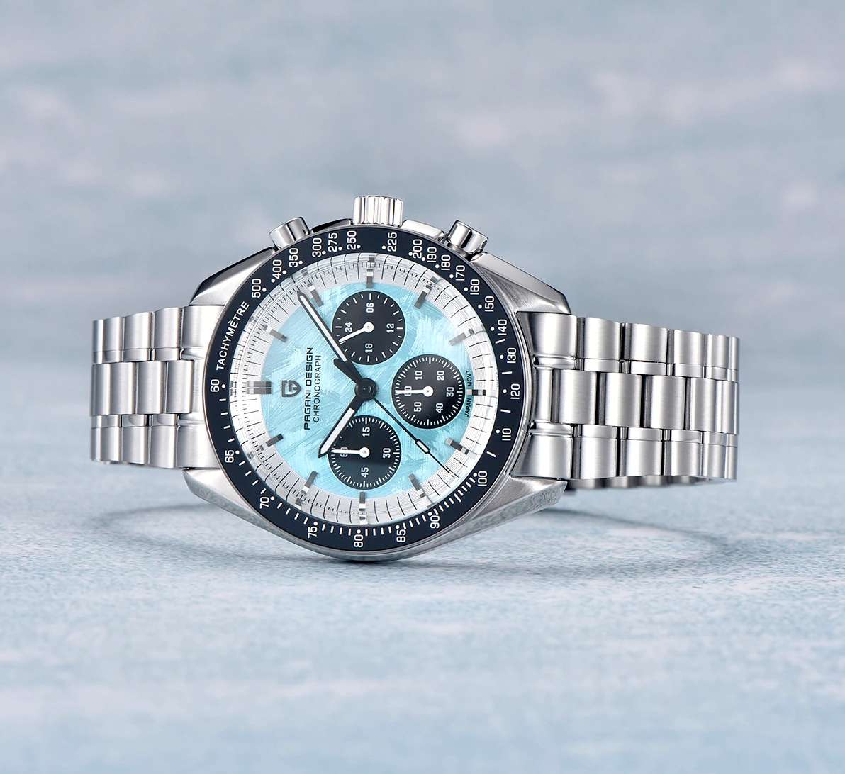 l@@k!! Retail: R5,900.00 PAGANI DESIGN Turq Moonwatch Chronograph Men`s 100M Watch 40MM NEW!!