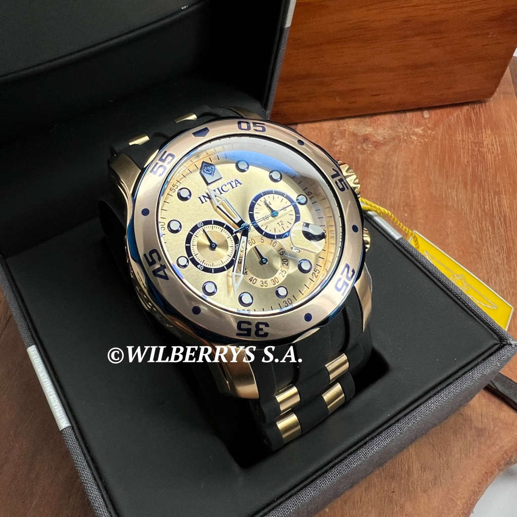 l@@k!! Retail: R8,999.00 INVICTA Men`s COLOSSUS THICK HEAVY PD Silicone Steel Gold Watch BRAND NEW