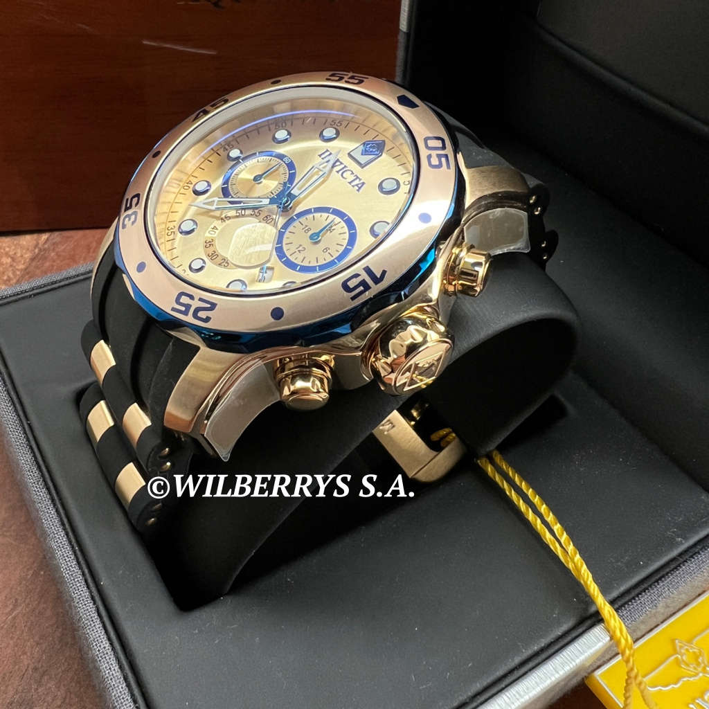 l@@k!! Retail: R8,999.00 INVICTA Men`s COLOSSUS THICK HEAVY PD Silicone Steel Gold Watch BRAND NEW