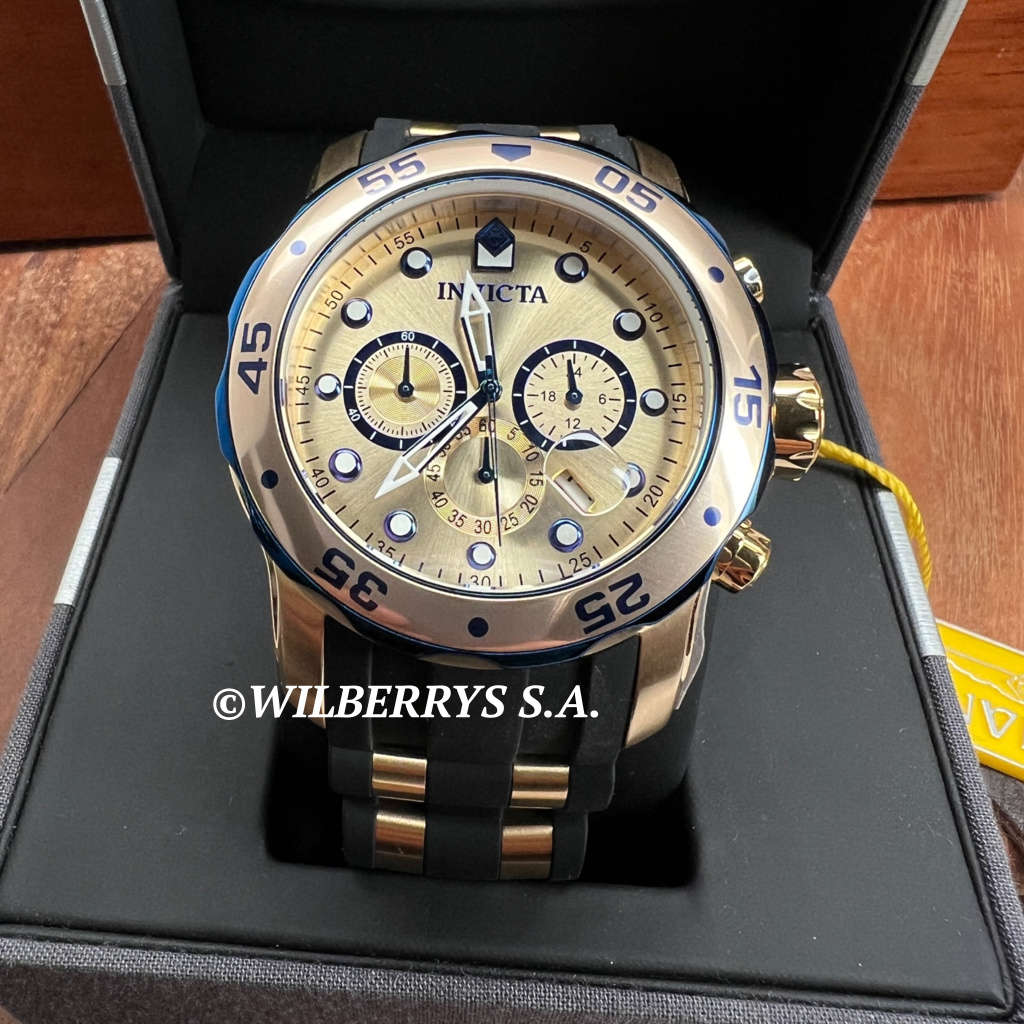 l@@k!! Retail: R8,999.00 INVICTA Men`s COLOSSUS THICK HEAVY PD Silicone Steel Gold Watch BRAND NEW