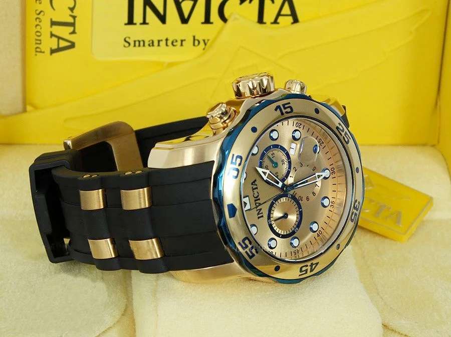 l@@k!! Retail: R8,999.00 INVICTA Men`s COLOSSUS THICK HEAVY PD Silicone Steel Gold Watch BRAND NEW
