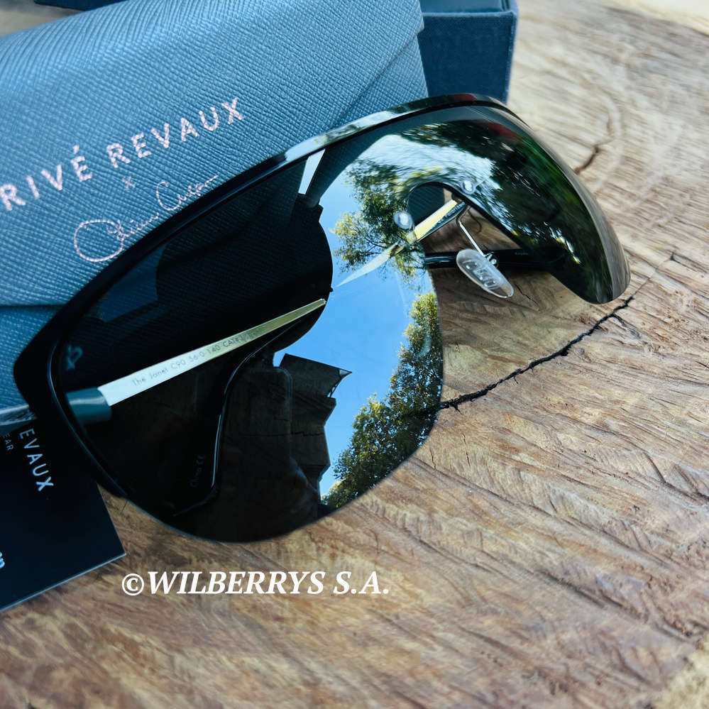 must see!! PRIVE REVAUX JANET x Olivia Culpo / Caviar Black Oversized Shield Sunglasses *GENUINE*